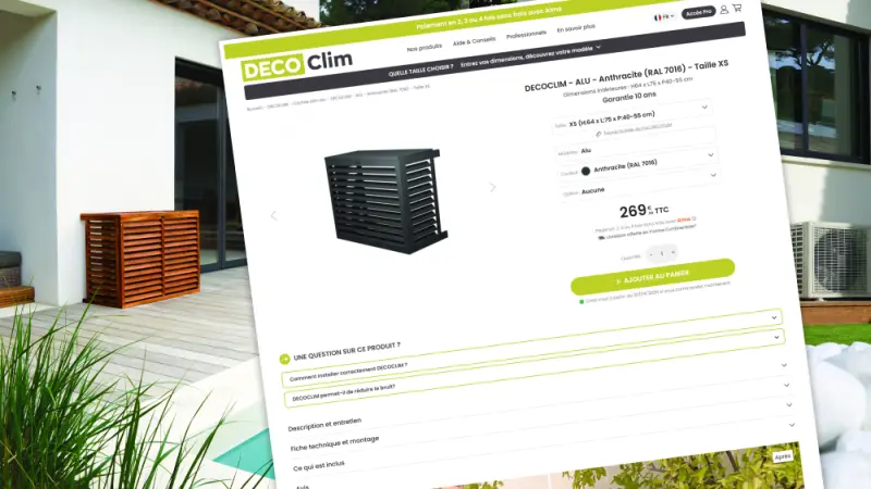 Capture du site decoclim.fr réalisé par e-Frogg